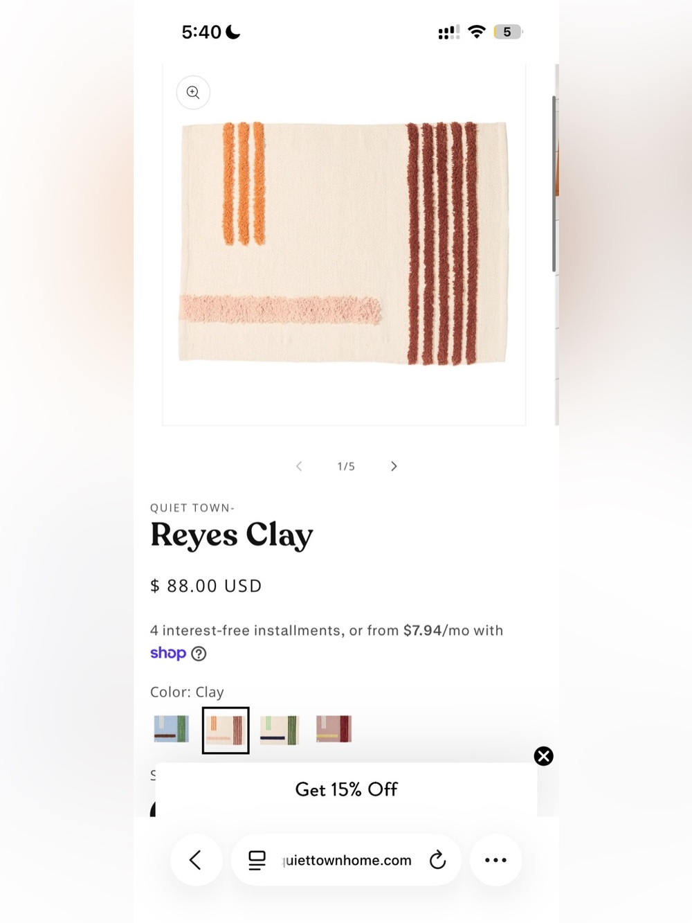 Quiet Town Reyes Clay Bath Rug Mat